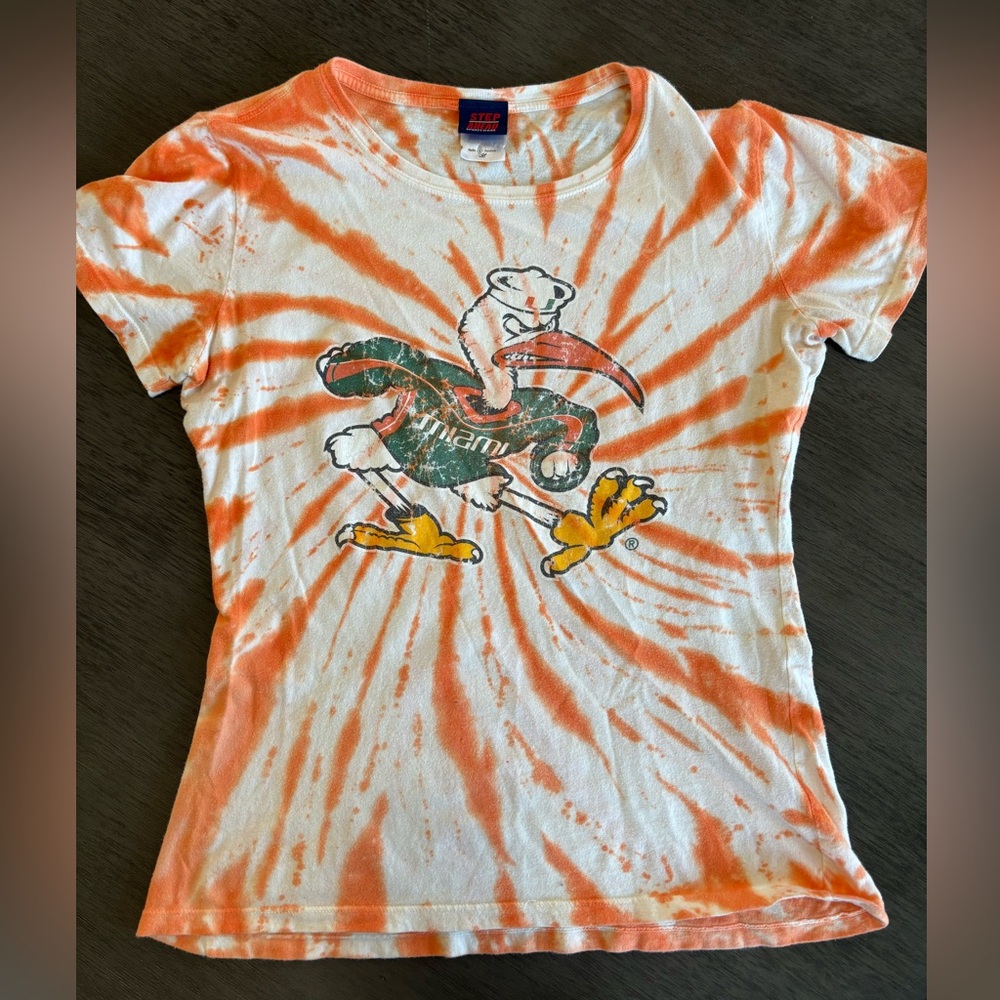 University of Miami Tie Dye Logo T-shirt Women L